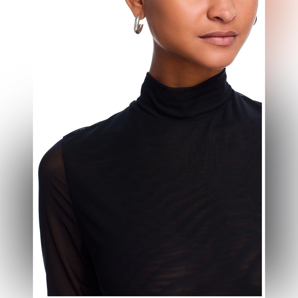 Alice + Olivia Chara Long Sleeve Mesh & Faux Leather Mini Dress - Picture 6 of 12